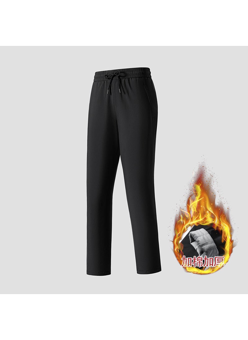 Mens New 24 Fleece Casual Sports Trousers Black-women's model (scattered mouth)