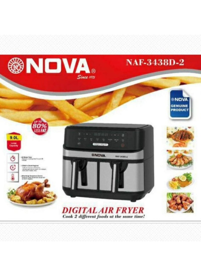 Air Fryer Black & Silver, 9 Litre,Nova NAF-3438D-2