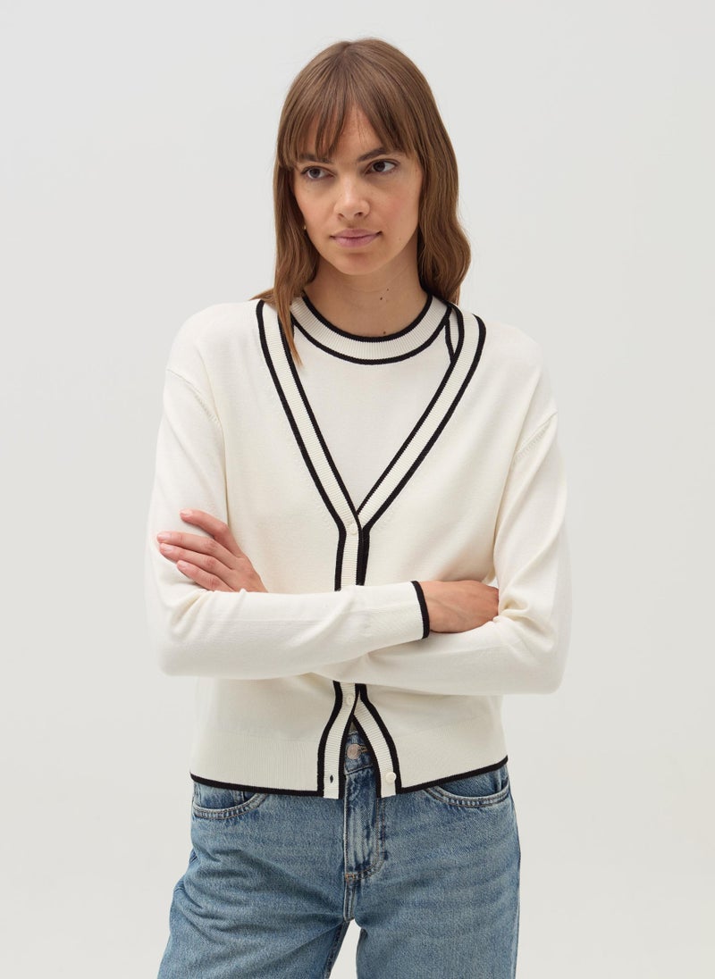 Cardigan with contrasting trim