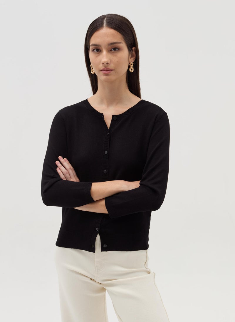 Cardigan with three-quarter sleeves