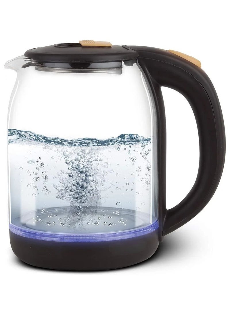 Glass Electric Kettle 1.8 Litre with LED Illumination Heat Resistant Pyrex Clear Glass Body for Fast Water Boiling Stylish Glass Kettle Design.