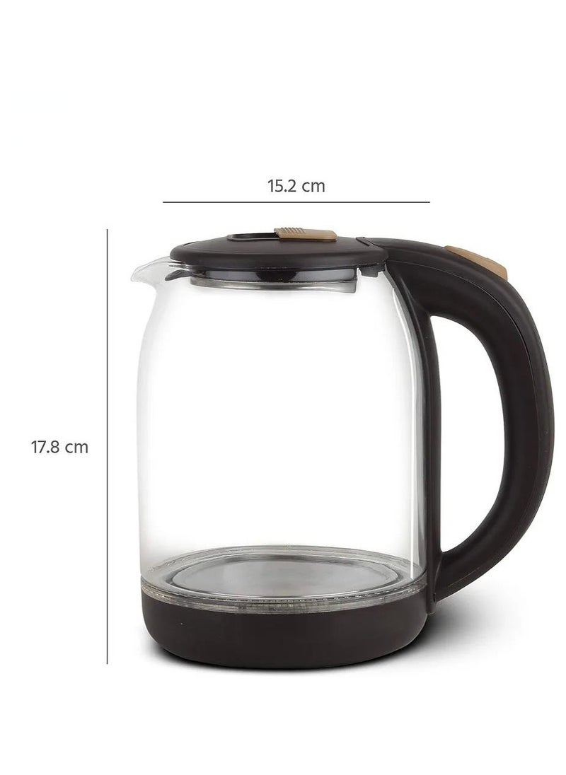 Glass Electric Kettle 1.8 Litre with LED Illumination Heat Resistant Pyrex Clear Glass Body for Fast Water Boiling Stylish Glass Kettle Design.