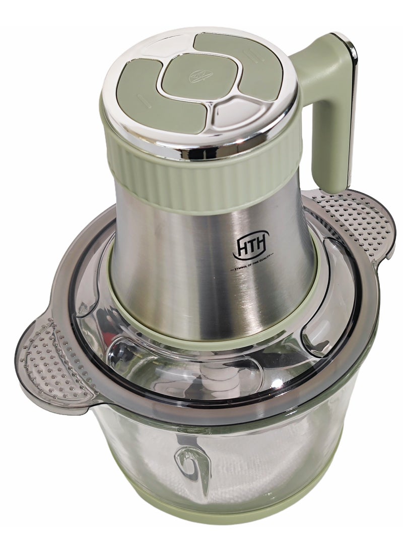 Multifunction 2 In 1 Electric Chopper Mixer 3L Capacity Food Processor Stainless Steel Knife Blade and Glass Mixer Bowl with Multiple Speed Mode 600W Pure Copper Electric Motor Vegetables and Meat Grinder High Performance Kitchen Appliance with Safety Feature for Chopping Ice Crushing Mincing Grinding Pureeing Blending 23.5x23.5x32.5 cm