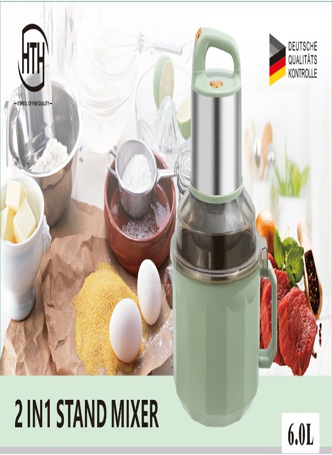 Multifunction 2 In 1 Electric Chopper Mixer 6L Capacity Food Processor Stainless Steel Knife Blade Mixer Bowl with Dual Speed Mode 1800W Electric Motor Vegetables and Meat Grinder High Performance Kitchen Appliance Chopping Ice Crushing Mincing Grinding Pureeing 41.8x24.7x24.8 cm