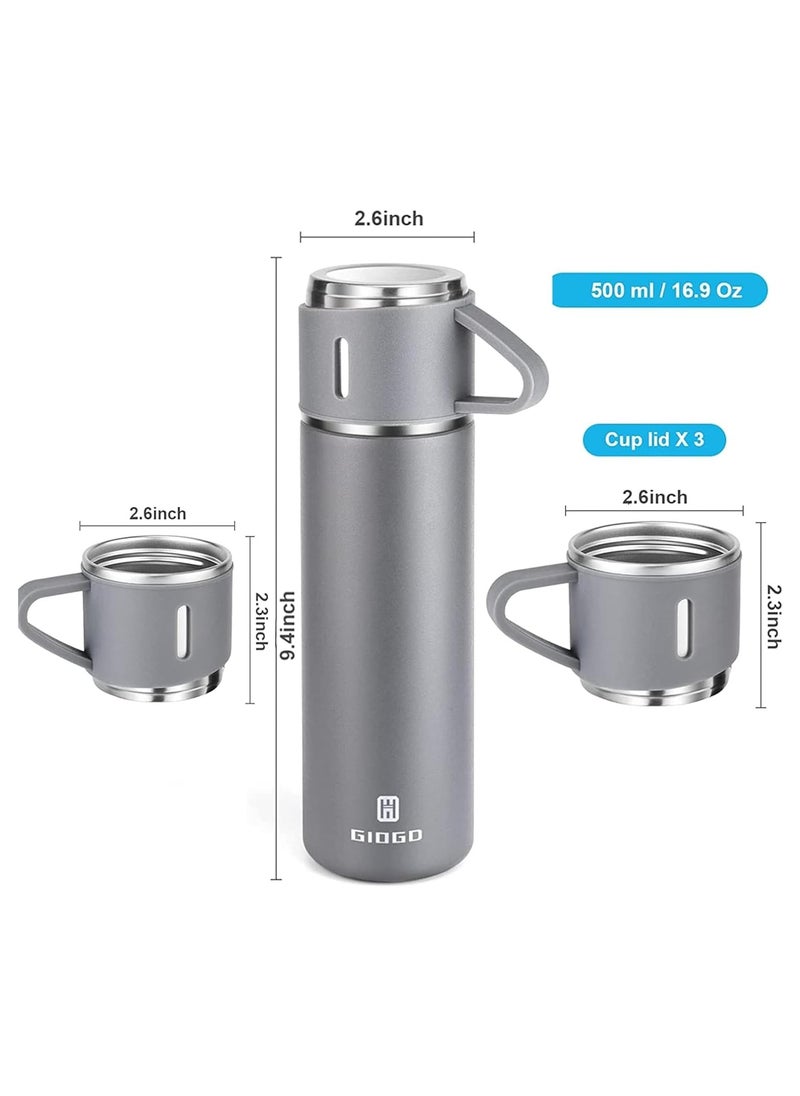 Vacuum Insulated Flask Set, Stainless Steel Vacuum Flask Water bottle with Cups