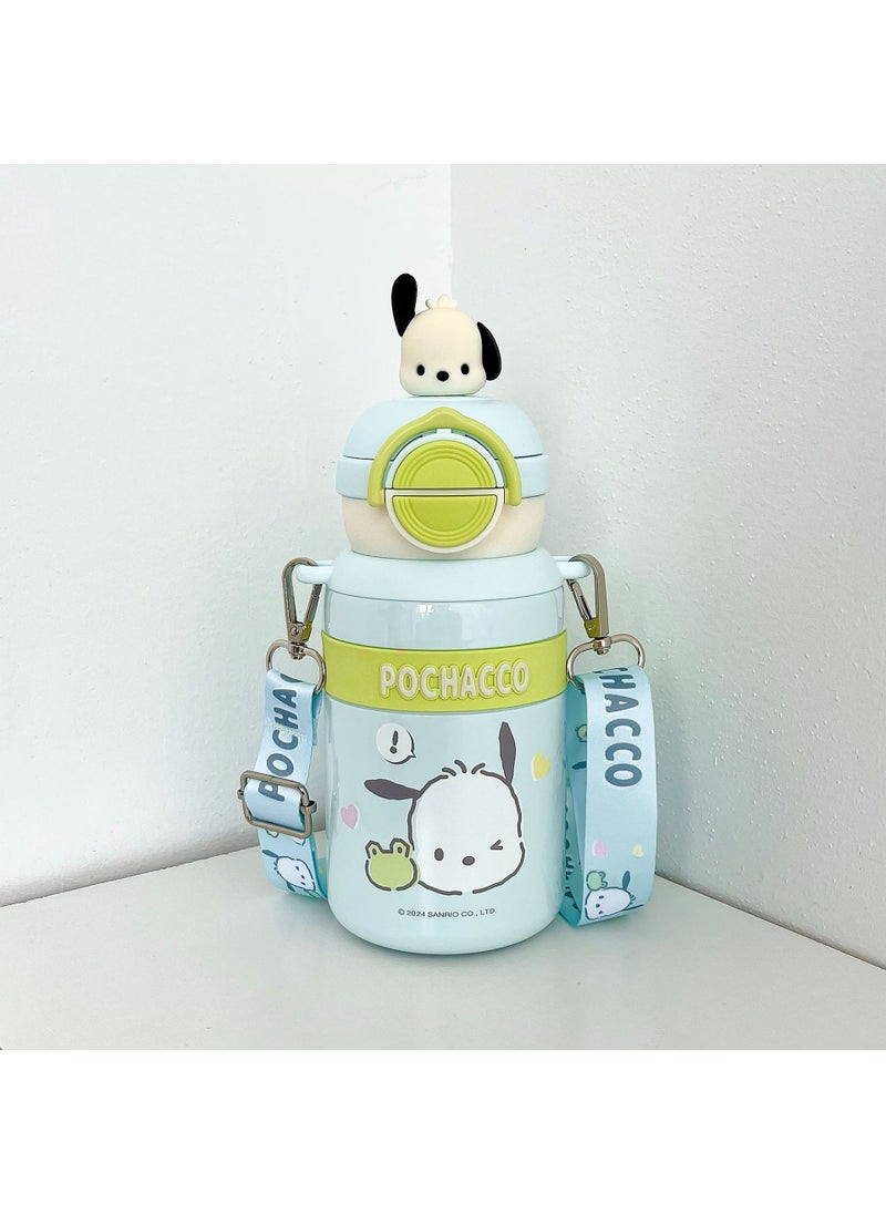 Sanrio Student Thermos Cute Cartoon Girls Water Cup Portable Childrens Suction Tube Cup with Doll Lid Cup Pacha dog