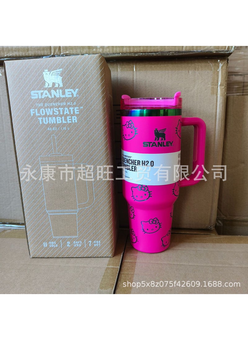 Stanley stanley cross-border creative 3d printing 40oz large capacity ice bully cup 304 stainless steel insulation car Rose red kt