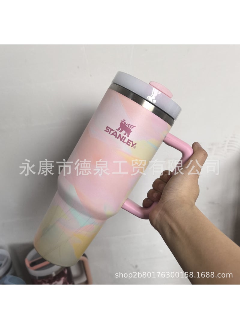 US version stanley Stanley 2nd generation thermos 40oz car cup Big Mac handle ice cup big belly cup Macaron powder