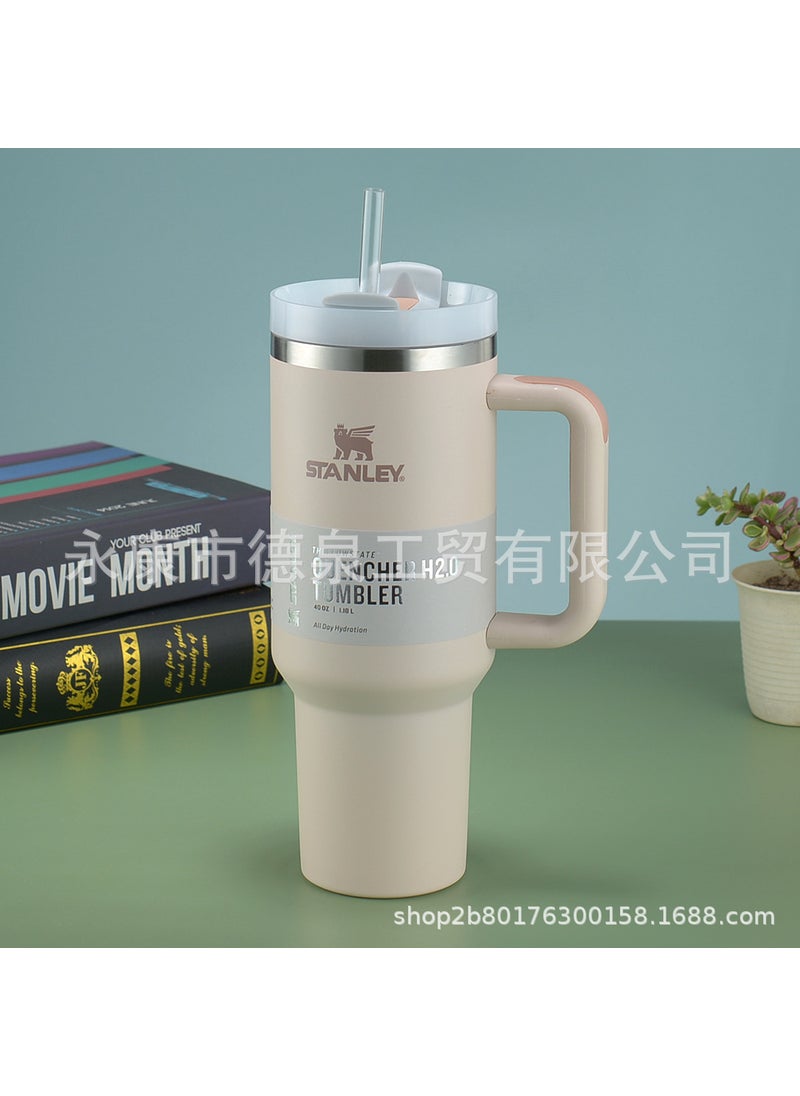 US version stanley Stanley 2nd generation thermos 40oz car cup Big Mac handle ice cup big belly cup Rose quartz