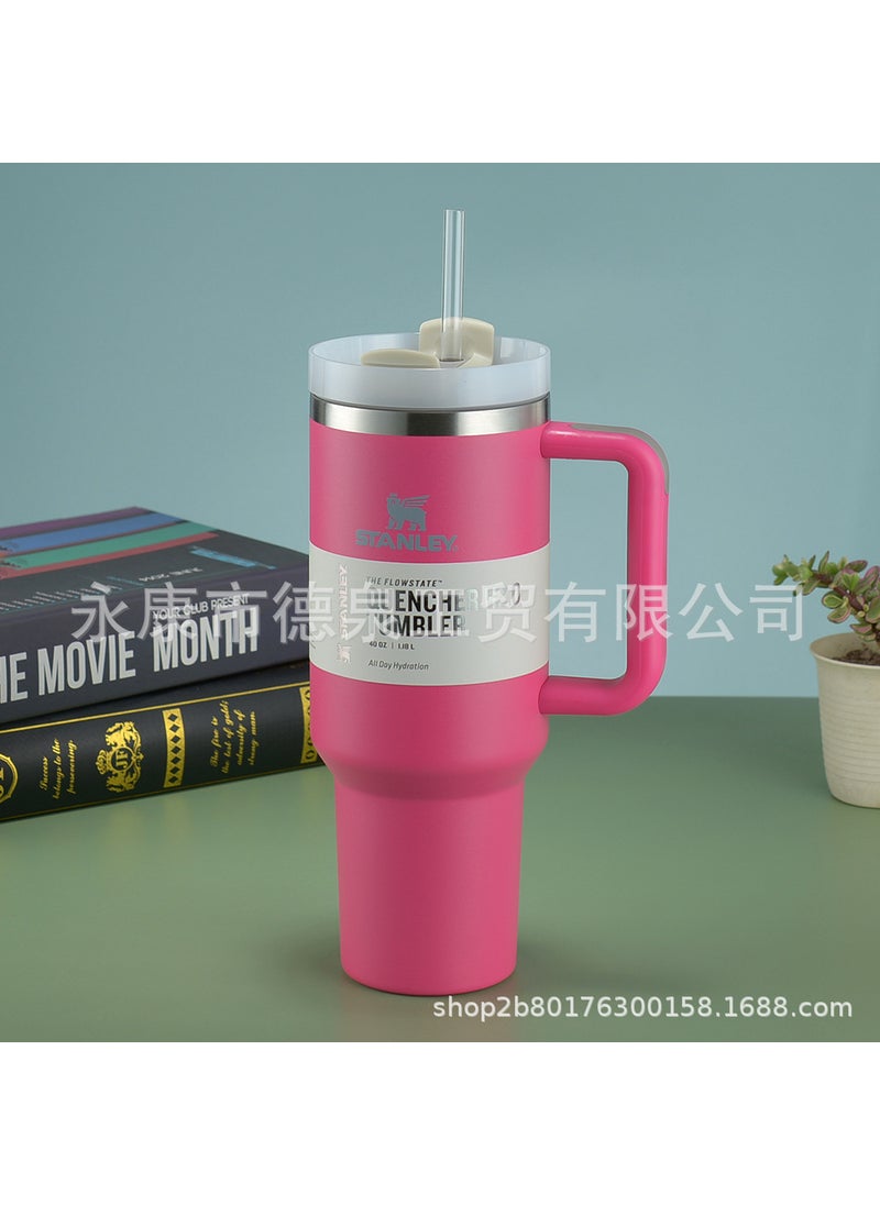 US version stanley Stanley 2nd generation thermos 40oz car cup Big Mac handle ice cup big belly cup Rose red