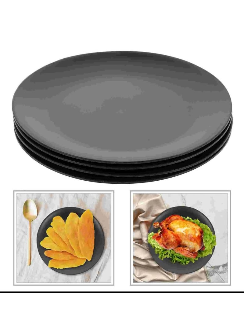 Melamine Dinner Plates, Ware Dinner Plates Appetizer Dishes Dinnerware, Set of 4 Black