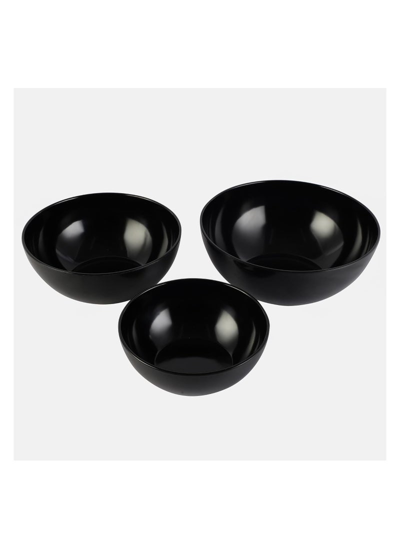 Voidrop Melamine Bowls Cereal Bowls Set Unbreakable Melamine Classic Bowls Set Of 3 Bowls Set For Breakfast Lunch Dinner Dishwasher Safe Black