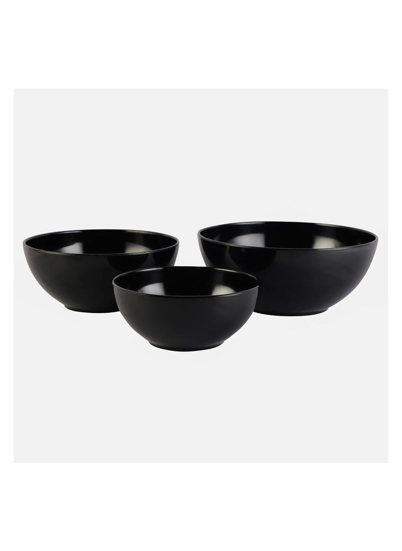 Voidrop Melamine Bowls Cereal Bowls Set Unbreakable Melamine Classic Bowls Set Of 3 Bowls Set For Breakfast Lunch Dinner Dishwasher Safe Black