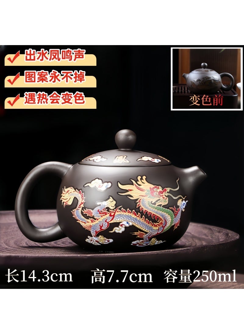 Handcrafted Dragon Phoenix TeapotOriginal quality-guaranteed dragon and phoenix color-changing phoenix green pot Original quality-guaranteed dragon and phoenix color-changing phoenix green pot