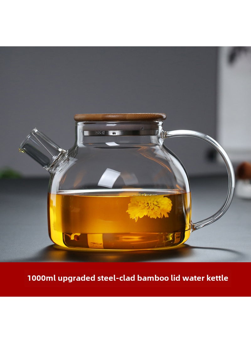 Glass Cold Water Pitcher High-Temperature Resistant1000ml bamboo pot 1000ml bamboo pot