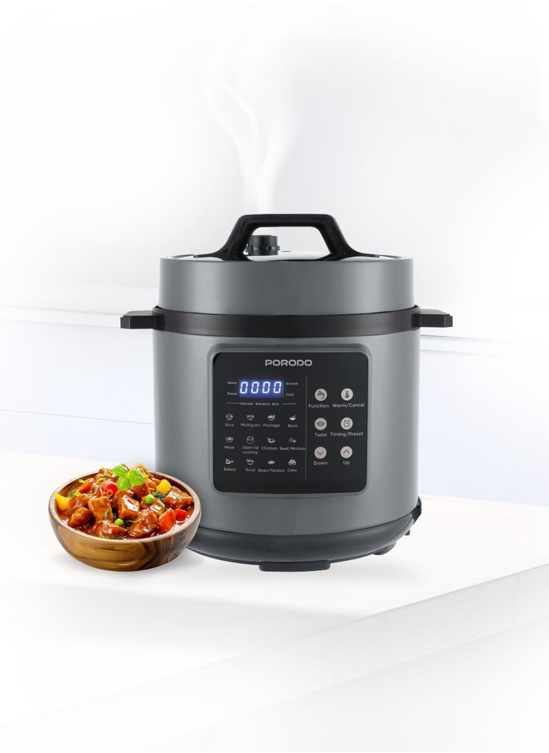 1300W Multi-Cuisine Pressure Cooker 6L with LED Display / Auto Pilot Cooking / Pressure Release Button - Black