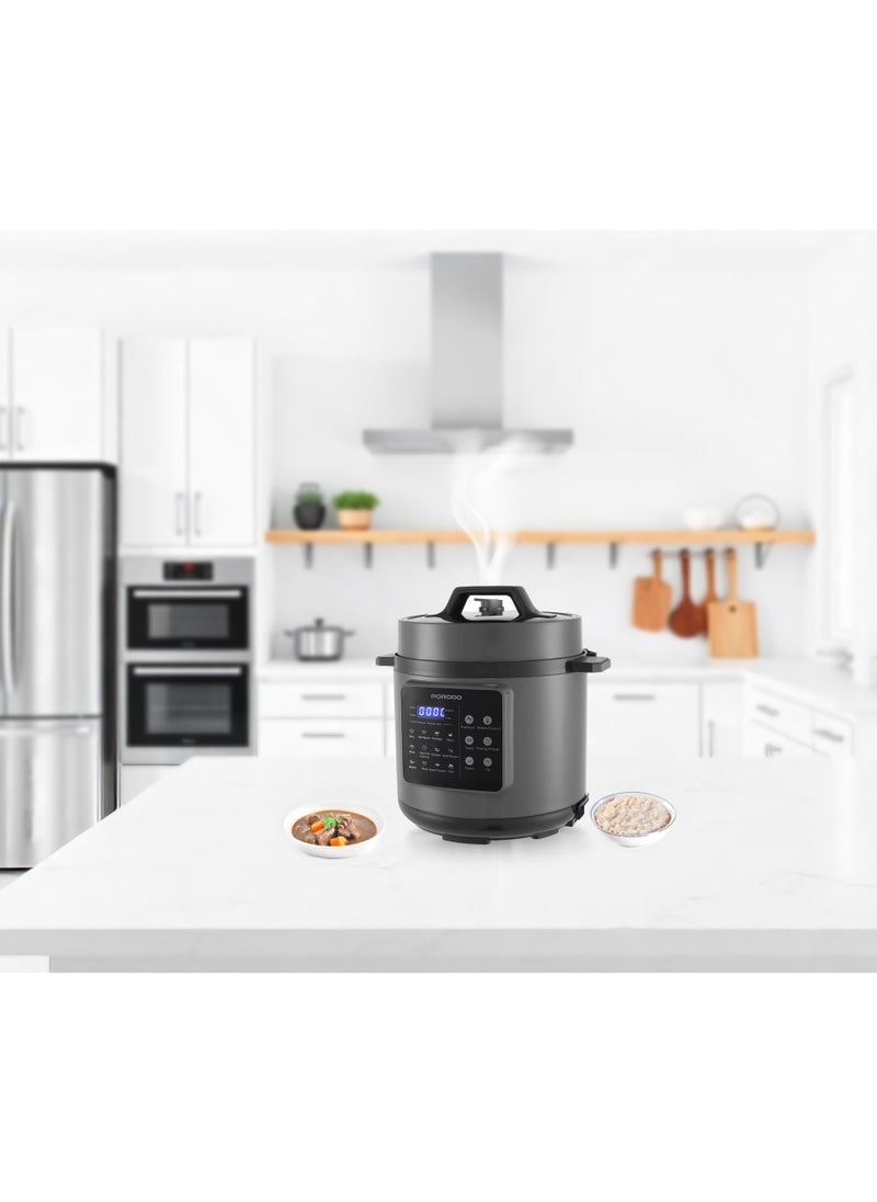 1300W Multi-Cuisine Pressure Cooker 6L with LED Display / Auto Pilot Cooking / Pressure Release Button - Black