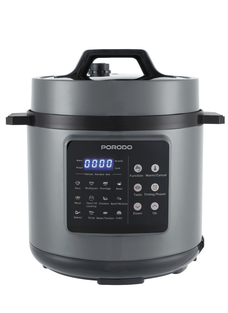 1300W Multi-Cuisine Pressure Cooker 6L with LED Display / Auto Pilot Cooking / Pressure Release Button - Black