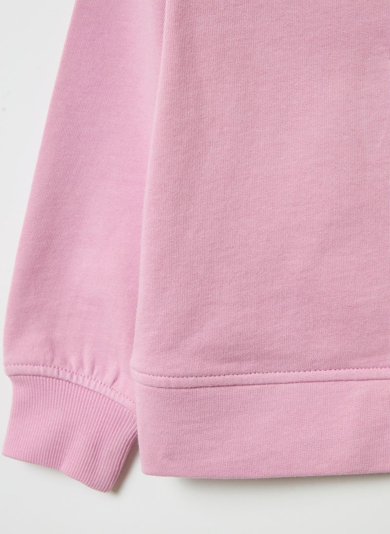 Full-zip sweatshirt in solid colour French terry