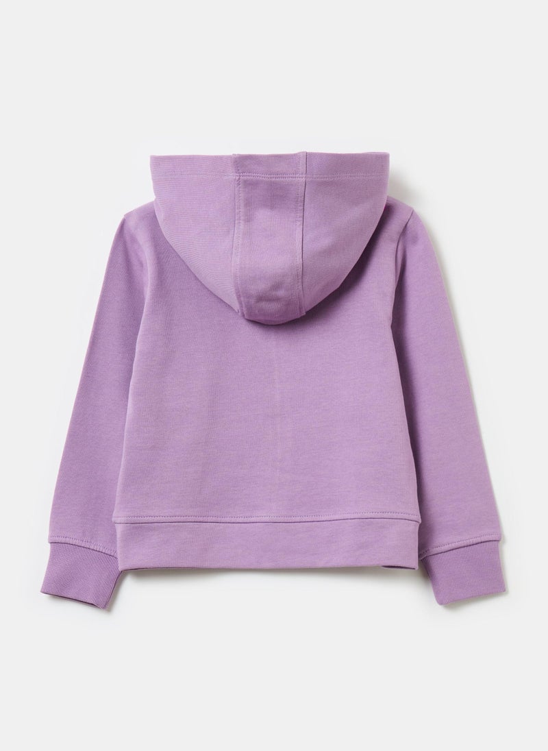 Full-zip sweatshirt in solid colour French terry