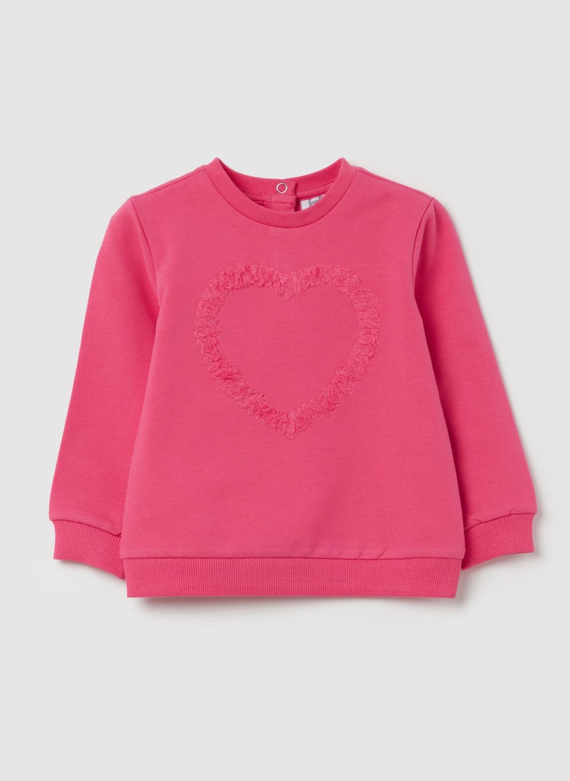 French terry sweatshirt with tulle heart