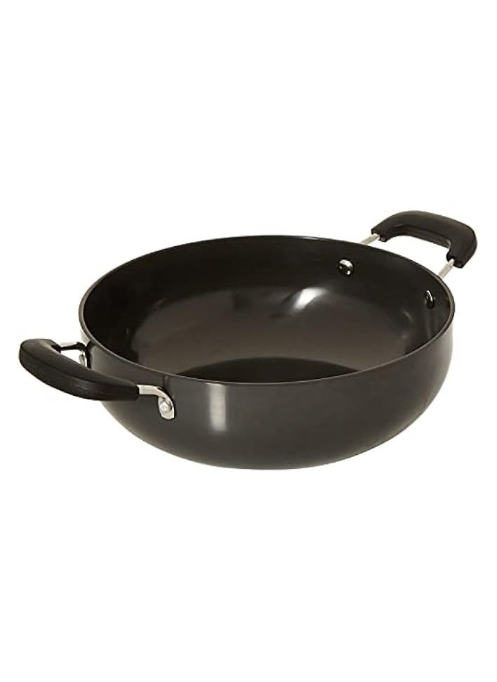 Anodized Nonstick Aluminum Deep Kadai Double Handle, 22cm, BBAK12, Kadai Pot , Deep Frying Pot , Cooking Pot , Casserole