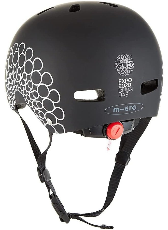 Micro Helmet Black M (Expo 2020) Kids Helmet | Bike Helmets | Kick Scooter Helmets | Sports Helmet for Kids Boys and Girls of Age 6-15 Years with Adjustable Straps