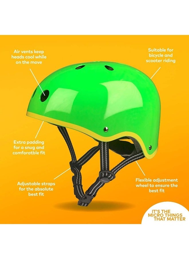 Micro Green Helmet with Yellow Trim - Medium (53-57cm)