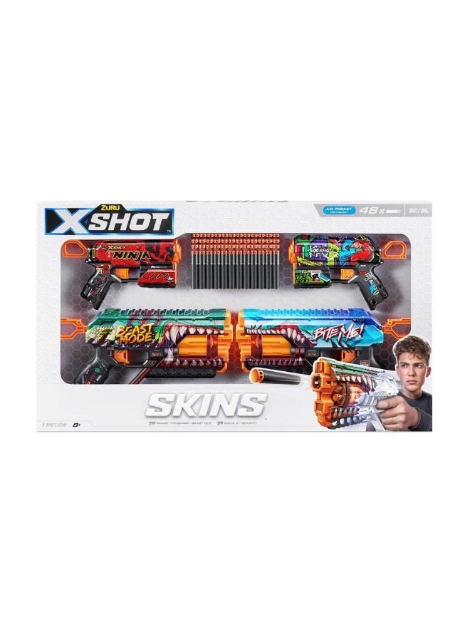 X-Shot Skins 2 Griefer & 2 Flux Blasters with 48 Darts