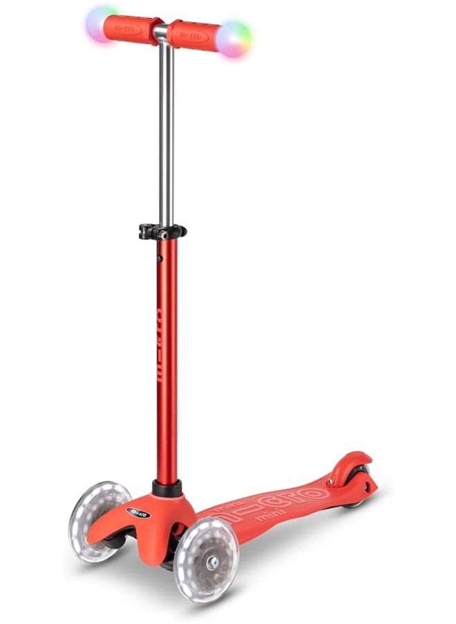 Micro Scooters | Mini Micro 2 Grow LED 4in1 Toddler's Trike | Handlebar Adjustable | Foldable | Lightweight | Boys & Girls | 1-6yrs | Red