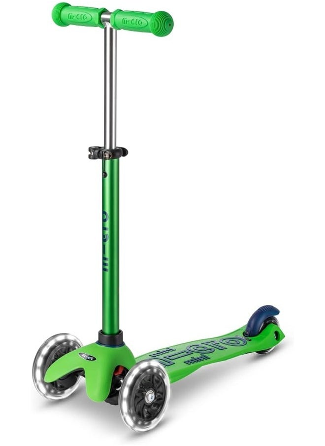 Micro Scooters - Mini Deluxe Green Blue with LED Wheels MMD174 |Adjustable Handlebar |3 Wheels |Max Load 50KG | Scooter for Kids | Kids Scooter | Scooter with LED Wheels | Scooter for Kids 2-5 Years