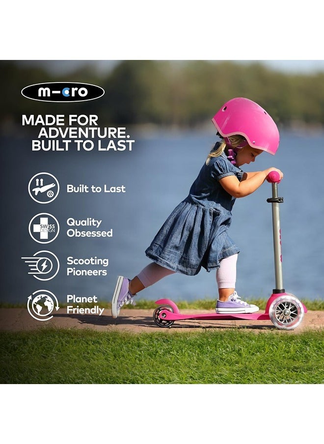 Micro Scooters | Mini Micro Plus LED Children's Scooter | Handlebar Adjustable | Light Up Wheels | 3-5yrs | Boys & Girls