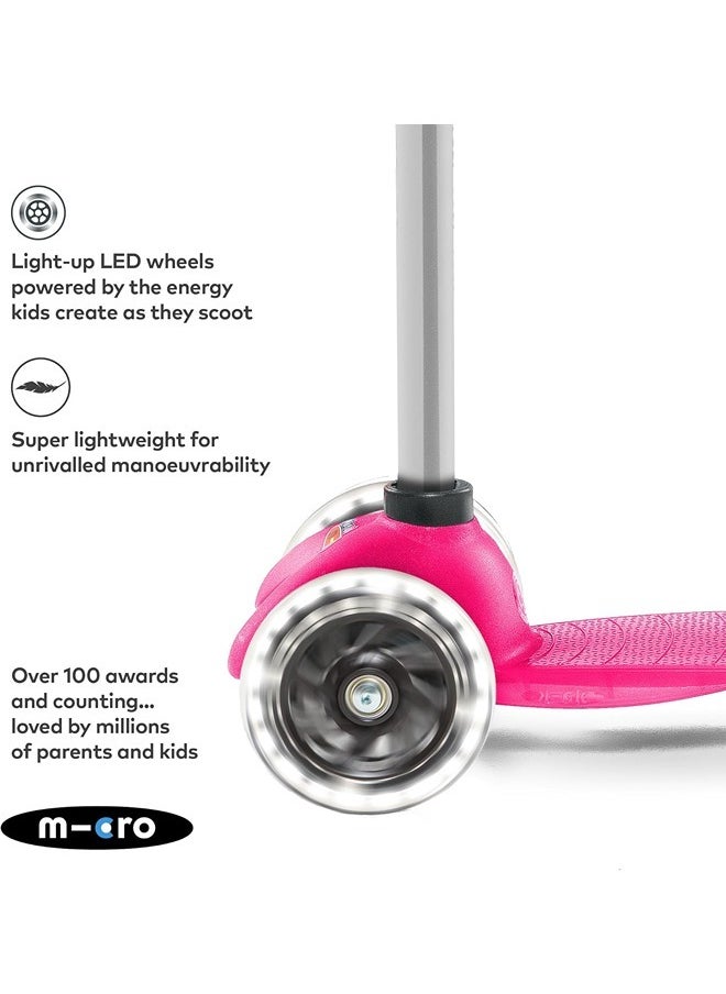 Micro Scooters | Mini Micro Plus LED Children's Scooter | Handlebar Adjustable | Light Up Wheels | 3-5yrs | Boys & Girls