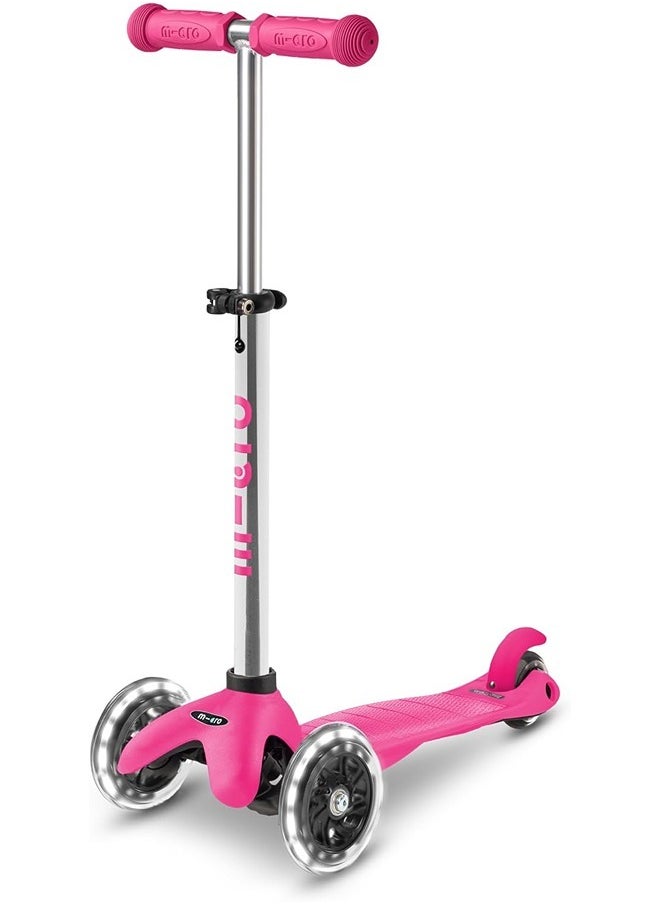 Micro Scooters | Mini Micro Plus LED Children's Scooter | Handlebar Adjustable | Light Up Wheels | 3-5yrs | Boys & Girls