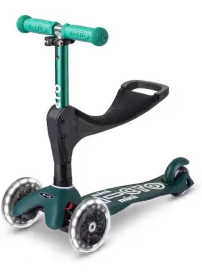 Micro Scooters- Mini Deluxe 3 in 1 Deluxe Eco - Green| Scooter for Kids | Kids Scooter | Scooter with LED Wheels | Scooter for Kids 3-5 Years