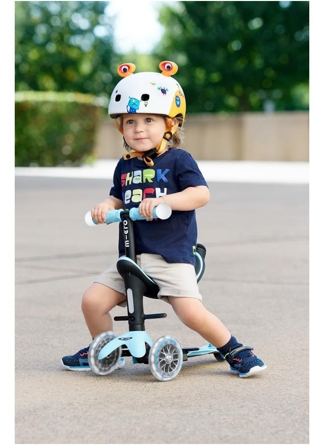 Micro Scooters | Mini Micro 2 Grow LED 4in1 Toddler's Trike | Handlebar Adjustable | Foldable | Lightweight | Boys & Girls | 1-6yrs | Blue