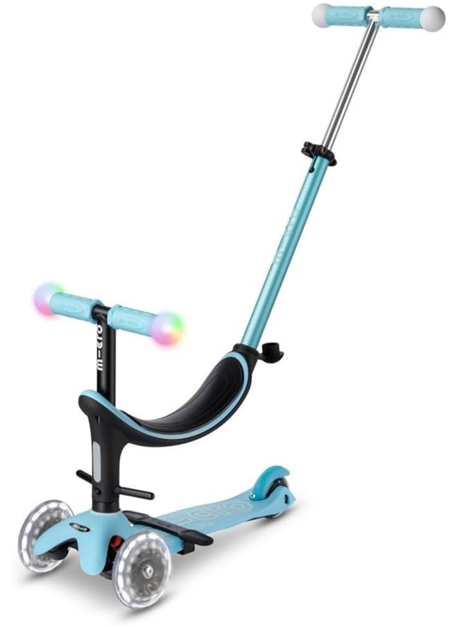 Micro Scooters | Mini Micro 2 Grow LED 4in1 Toddler's Trike | Handlebar Adjustable | Foldable | Lightweight | Boys & Girls | 1-6yrs | Blue