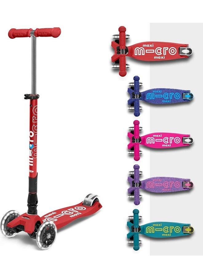 Micro Maxi Micro Deluxe Foldable LED Red | Scooter for Kids | Kids Scooter | Scooter with LED Wheels | Scooter for Kids 3-5 Years