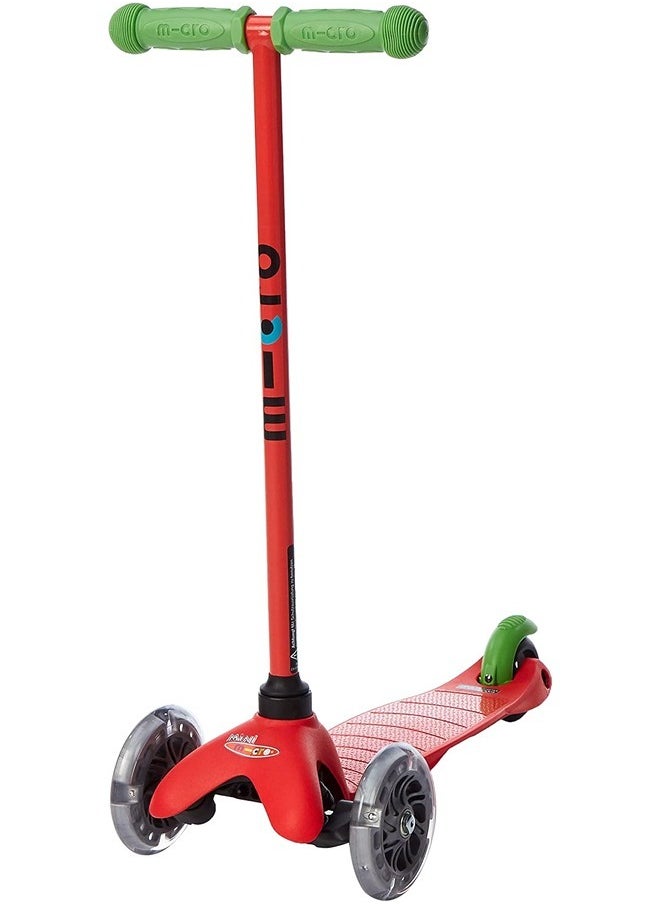 Micro Scooters - Mini Classic Sporty Red with Red T-Bar |Swiss Designed| Scooter for Kids | Kids Scooter | Scooter with LED Wheels | Scooter for Kids 2-5 Years