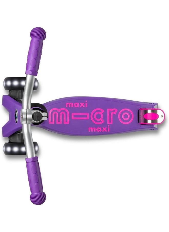 Micro Maxi ™ Deluxe Pro LED | The Original | Children's Scooter from 5 Years | Premium Children's Scooter from 5-7 Years | Height-Adjustable Handlebar | Kickboard Scooter | 5 6 7 Years (Purple)