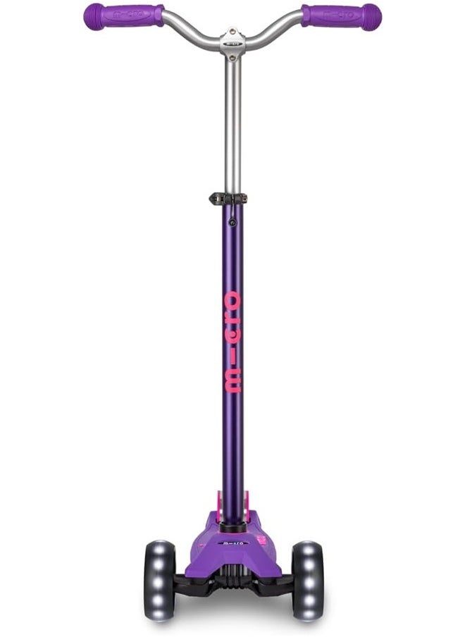 Micro Maxi ™ Deluxe Pro LED | The Original | Children's Scooter from 5 Years | Premium Children's Scooter from 5-7 Years | Height-Adjustable Handlebar | Kickboard Scooter | 5 6 7 Years (Purple)