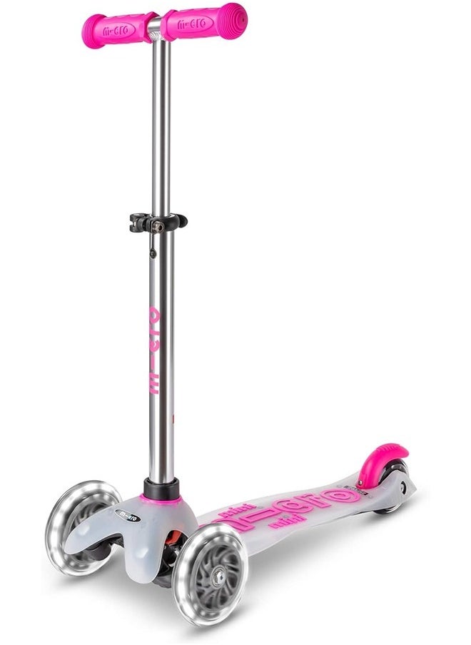 Micro Scooters - Mini Deluxe Flux Neon Pink with LED Wheels MMD203 |Adjustable Handlebar |3 Wheels |Max Load 50KG | Scooter for Kids | Kids Scooter|Scooter with LED Wheels|Scooter for Kids 2-5 Years