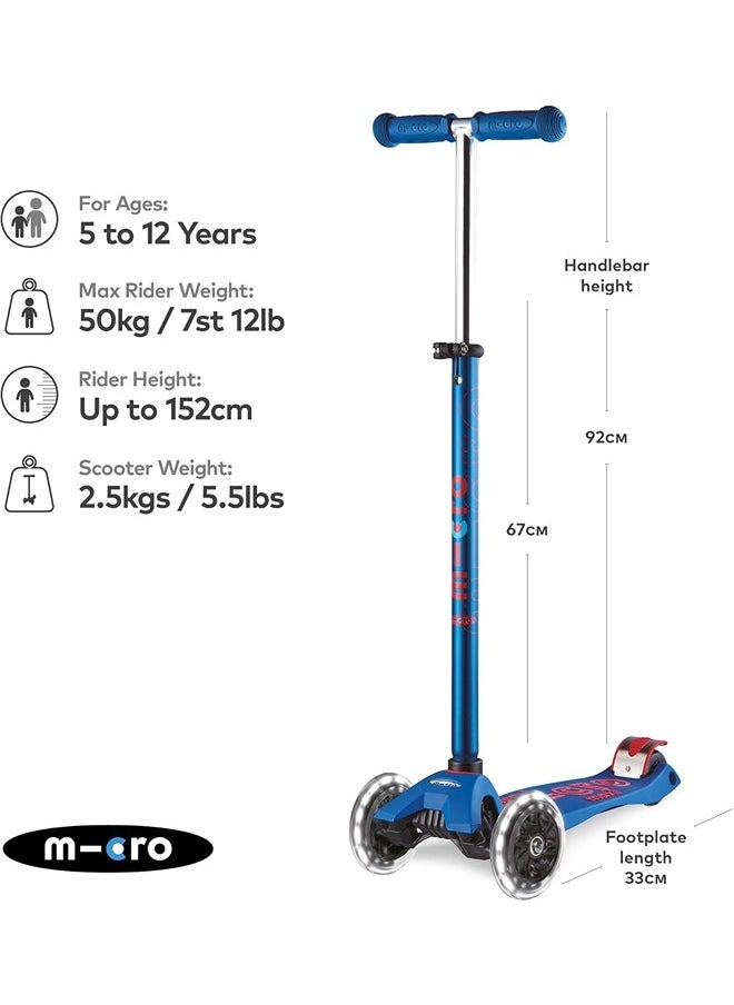 micro Maxi Deluxe LED Kickboard | Kickboard mit LED-Vorderrollen | Lenker höhenverstellbar | ab 5 Jahre | Kickboard in 6 Farben erhältlich