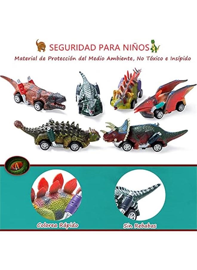 Dinosaur Car Toys for Kids, 6 Pcs Dinosaur Cars, Dinosaur Toy for Pulling Back, Gifts for Children Age 3 to 12 Years