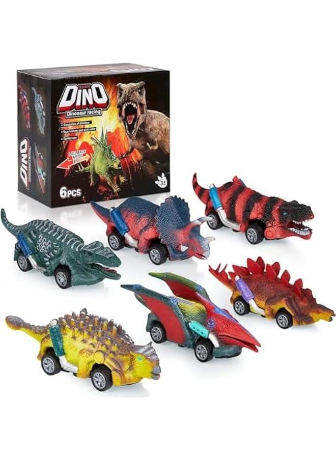 Dinosaur Car Toys for Kids, 6 Pcs Dinosaur Cars, Dinosaur Toy for Pulling Back, Gifts for Children Age 3 to 12 Years