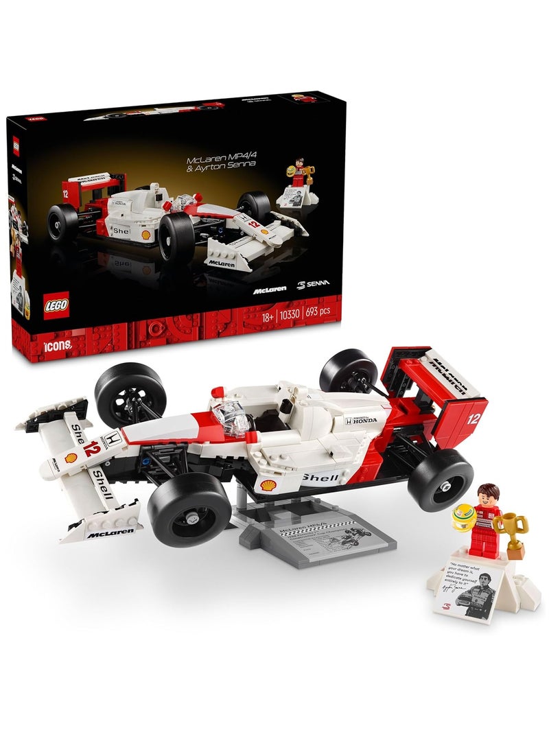 LEGO Icons Mclaren MP4/4 And Ayrton Senna 10330 Building Blocks Toy Car Set (693 Pieces)