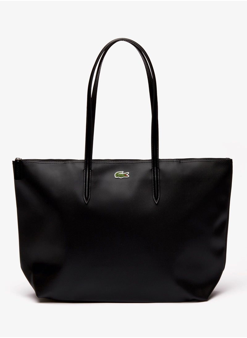 Lacoste Women's L.12.12 Concept Zip Black Tote Bag, NF1888PO Black Shopping Bag for Women