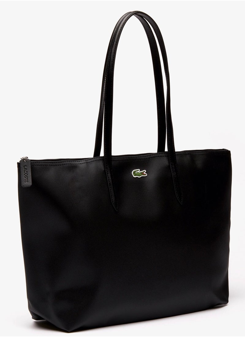 Lacoste Women's L.12.12 Concept Zip Black Tote Bag, NF1888PO Black Shopping Bag for Women