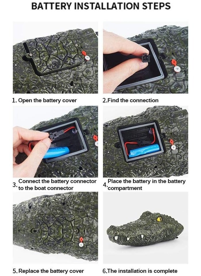 RC Electric Crocodile Simulation Crocodile Head Spoof Toy 2.4GHz RC Crocodile Boat with Remote Control Toy Party Gift Decoration for Swimming Pools