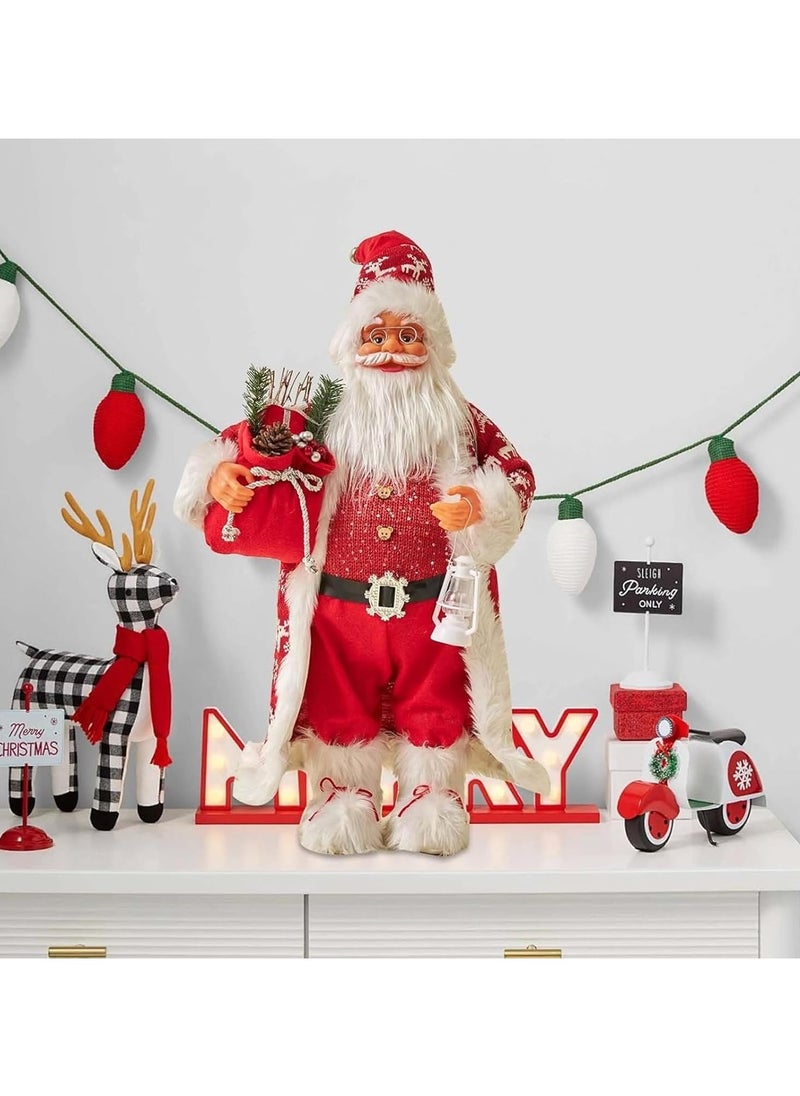 Christmas Village Decoration Accessories Plastic Santa Claus Figurine for Xmas Village Collection Free Standing Father Christmas Sculpture Novelty Decorative Artwork for Desk Ornament